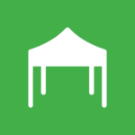 A tent on a green background